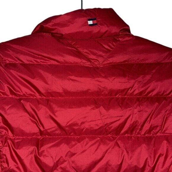 Tommy Hilfiger Red Quilted Puffer Jacket Womens S Lightweight Full Zip - Picture 5 of 6